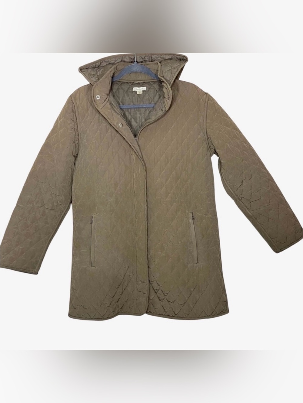 Garnet Hill Essential Quilted Coat in Taupe- woman’s 4